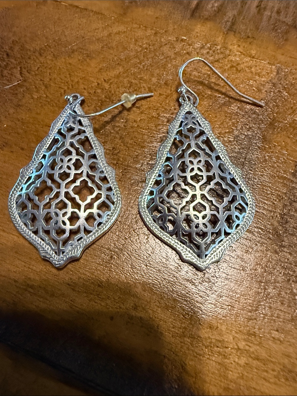Kendra Scott Silver Filigree Teardrop Earrings